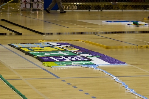 本校舉辦「創意校園骨牌瘋之推倒校園」活動，裝置10萬多片象徵本校「立足淡江、放眼世界、掌握資訊、開創未來。」的創意骨牌，由張家宜校長推倒第1張骨牌，挑戰國內最高紀錄。